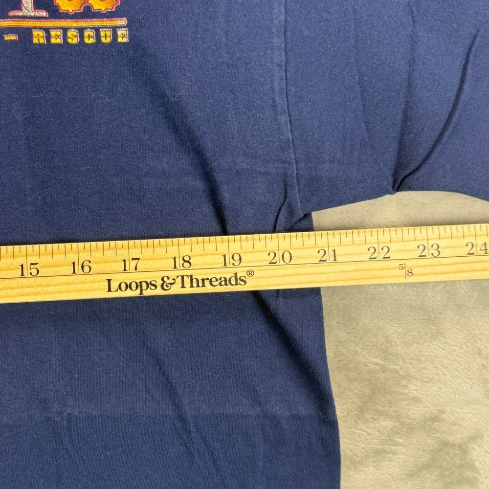 VTG Hanes Beefy-T Murrells Inlet Garden City Fire Rescue Graphic Shirt Navy LT - Picture 4 of 7